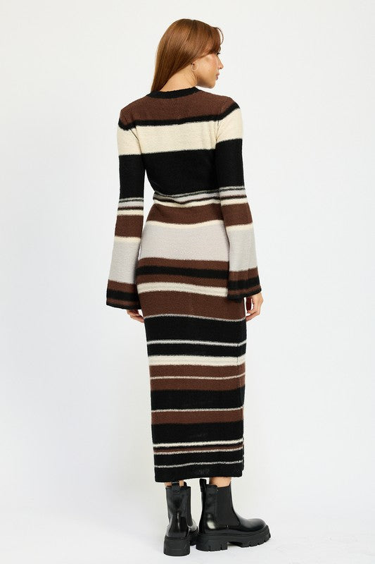 STRIPE MAXI BODYCON DRESS - Fuzzys Fashion USA