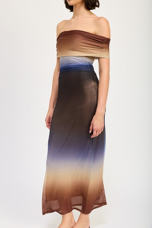 OFF SHOULDER OMBRE MIDI DRESS - Fuzzys Fashion USA