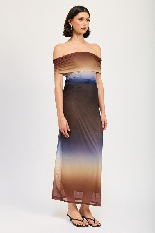 OFF SHOULDER OMBRE MIDI DRESS - Fuzzys Fashion USA