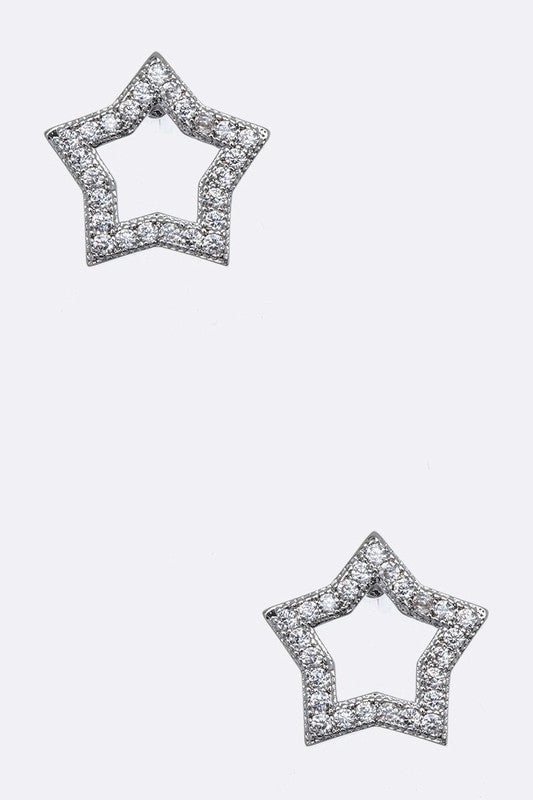 Cubic Zirconia Star Studs - Fuzzys Fashion USA
