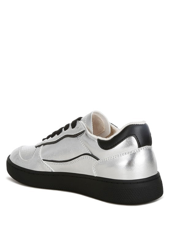 Kyniska Metallic Faux Leather Everyday Sneakers - Fuzzys Fashion USA
