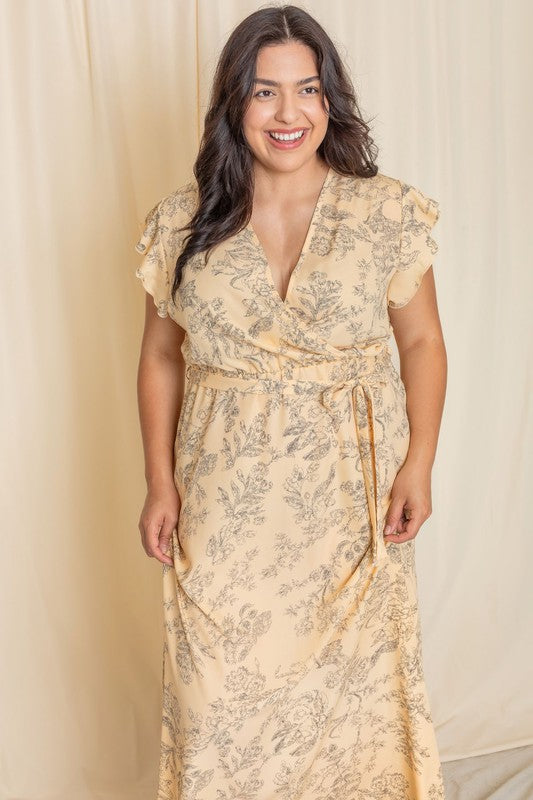 Floral Surplice Sash Sundress no lining - Fuzzys Fashion USA