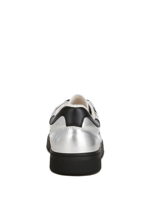 Kyniska Metallic Faux Leather Everyday Sneakers - Fuzzys Fashion USA