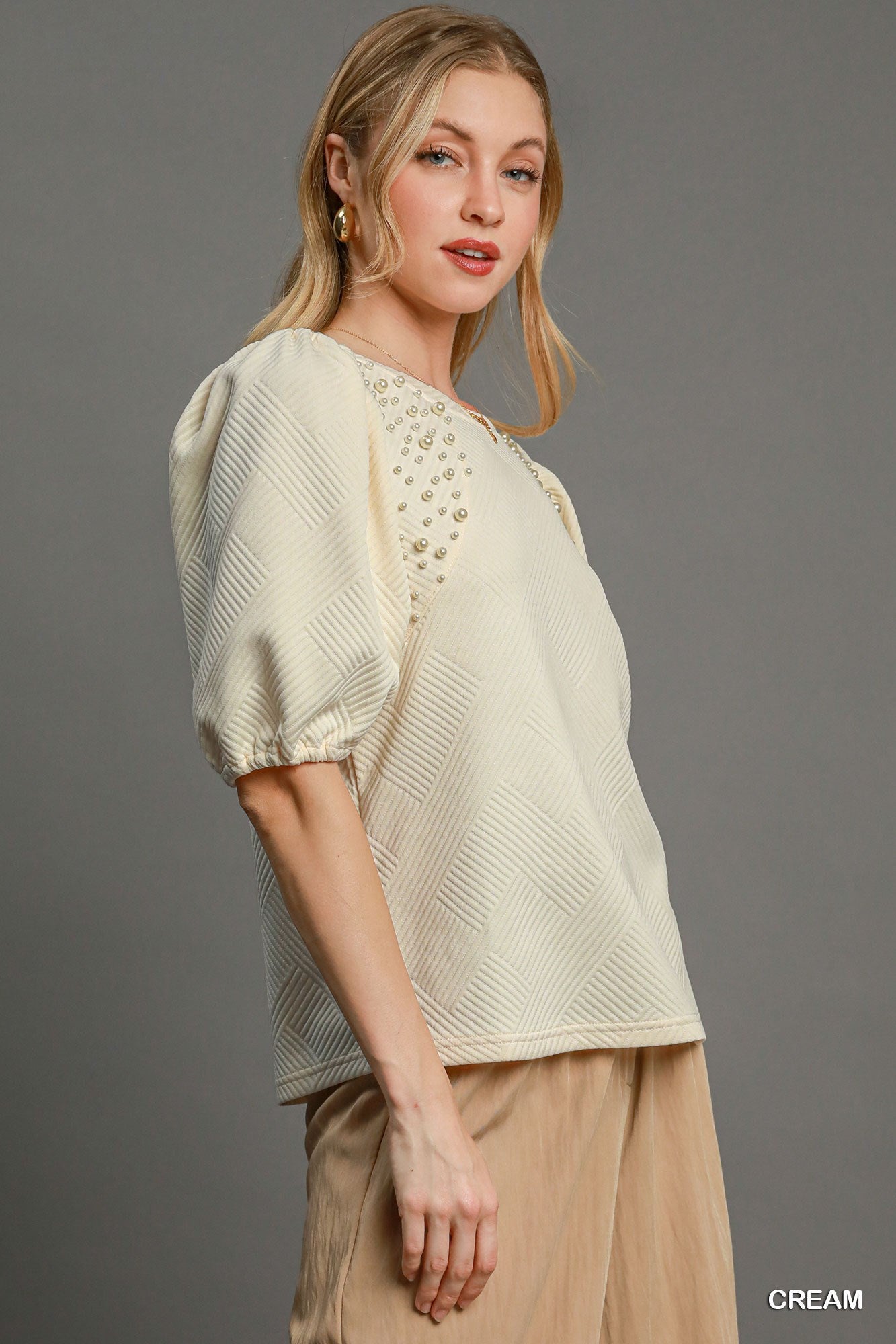 Puff Sleeve Knit Top - Fuzzys Fashion USA