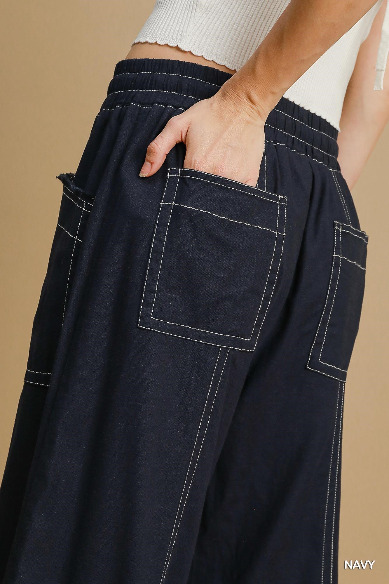 Wide Leg Pull On Pants - Fuzzys Fashion USA