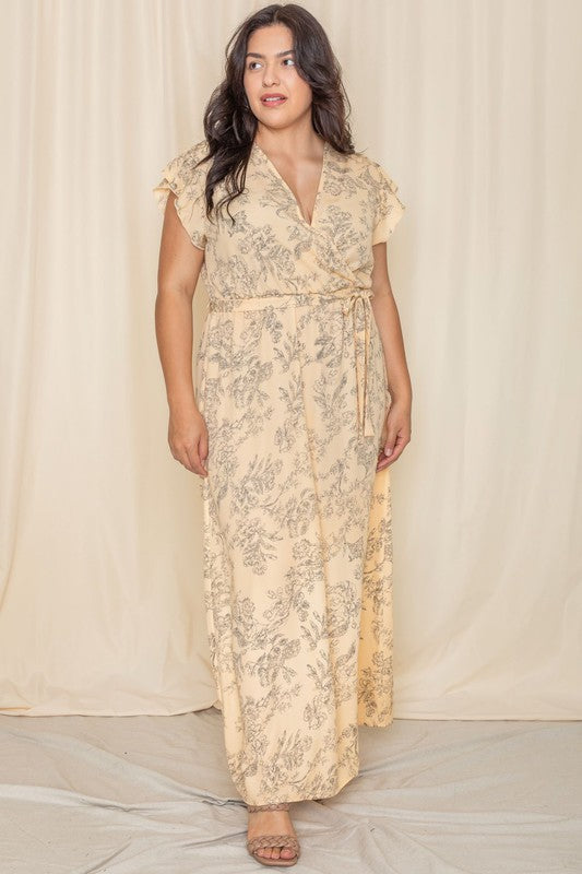 Floral Surplice Sash Sundress no lining - Fuzzys Fashion USA