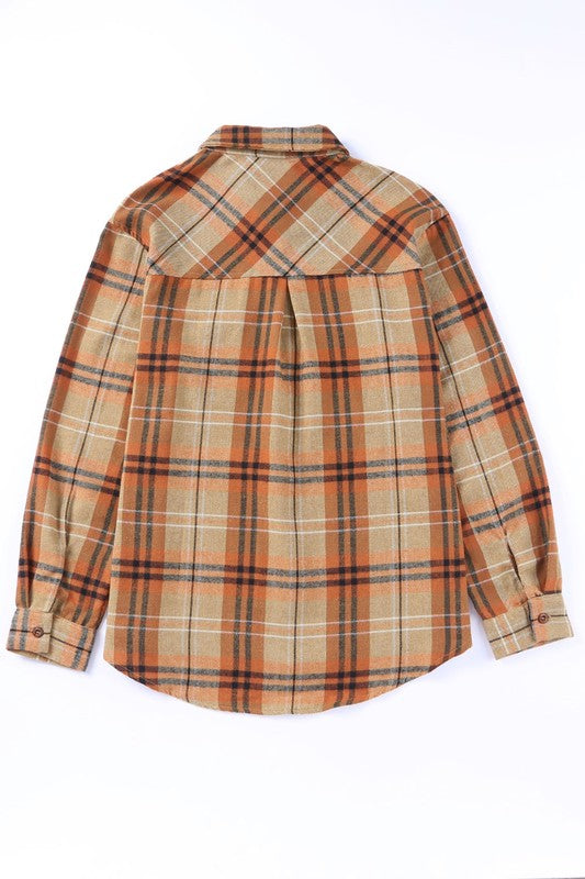 Women Plaid Pocket Buttoned Long Sleeve Shirt - Fuzzys Fashion USA