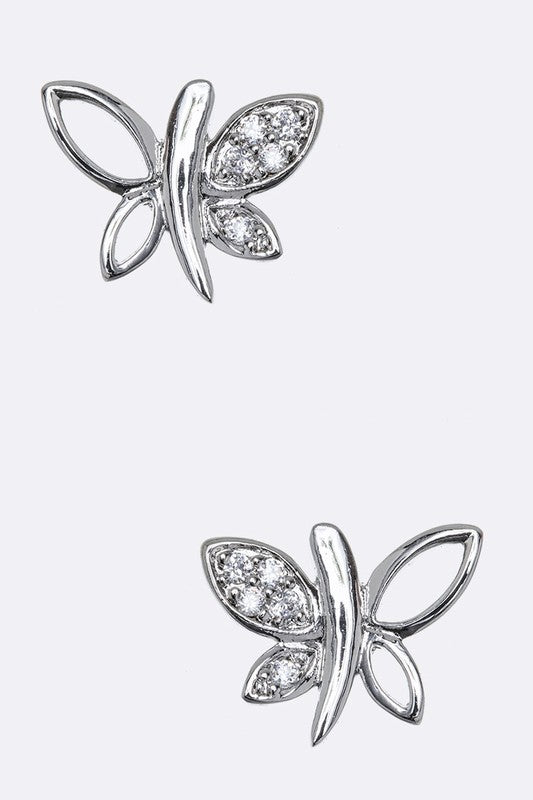 CZ Butterfly Studs - Fuzzys Fashion USA