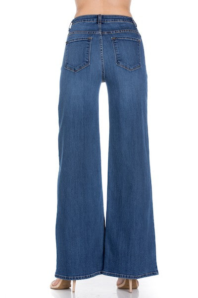 Western Wide leg jeans, baggy denim pants - Fuzzys Fashion USA