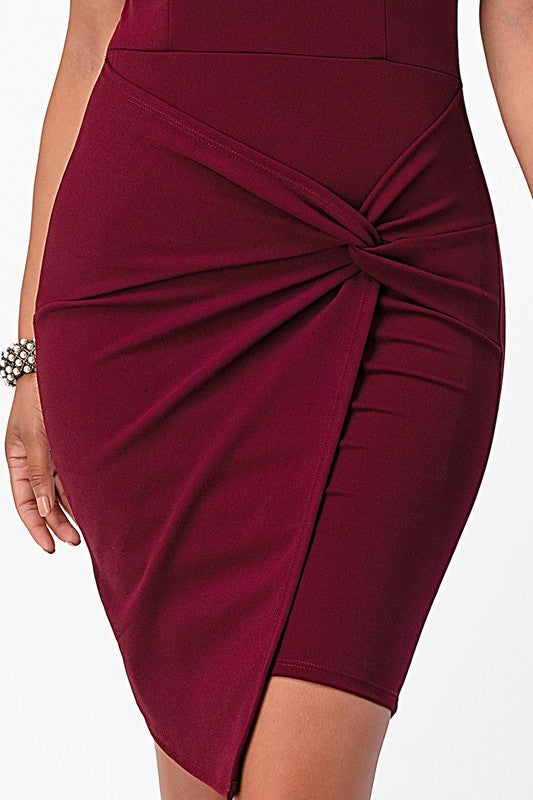 off the shoulder front twist bodycon dress - Fuzzys Fashion USA