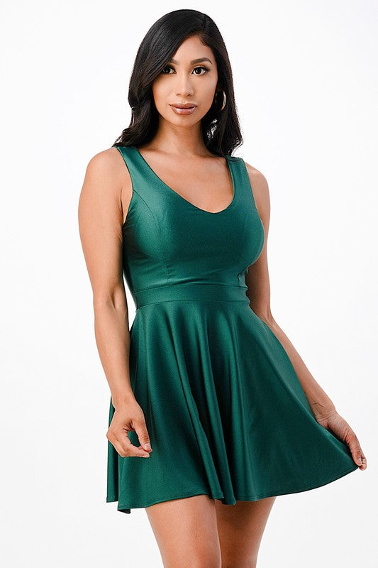 Sleeveless Dalia fit and flared tricot dress - Fuzzys Fashion USA