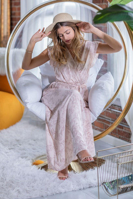 Floral Surplice Sash Sundress No Lining - Fuzzys Fashion USA