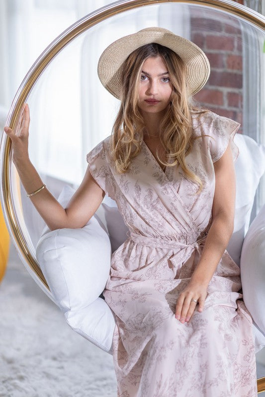 Floral Surplice Sash Sundress No Lining - Fuzzys Fashion USA