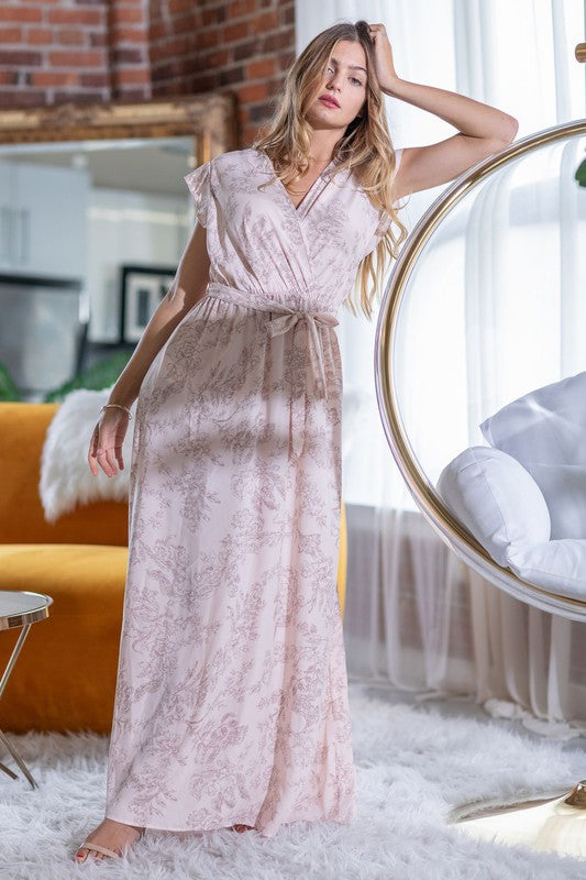Floral Surplice Sash Sundress No Lining - Fuzzys Fashion USA