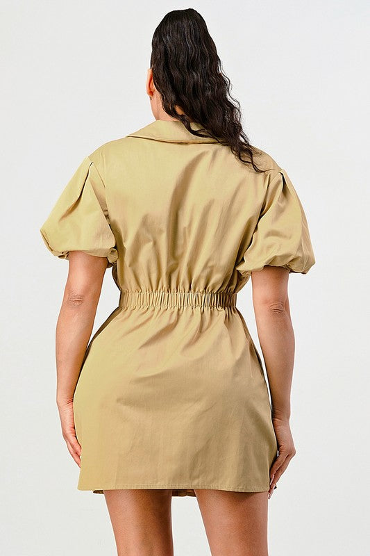 Casual but trendy safari mini dress - Fuzzys Fashion USA