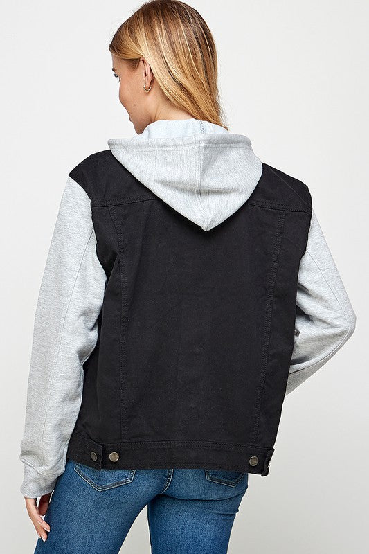 Women's Denim  Jacket with Fleece Hoodies - Fuzzys Fashion USA