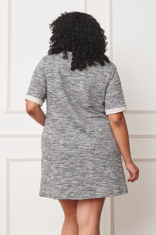Plus Preppy Tweed Shift Dress - Fuzzys Fashion USA