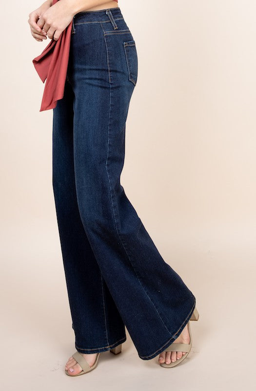 Western Wide leg jeans, baggy denim pants - Fuzzys Fashion USA
