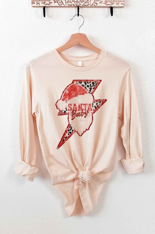 SANTA BABY CHRISTMAS LONG SLEEVE TEE - Fuzzys Fashion USA