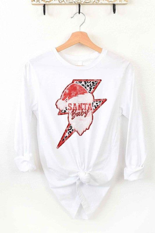 SANTA BABY CHRISTMAS LONG SLEEVE TEE - Fuzzys Fashion USA