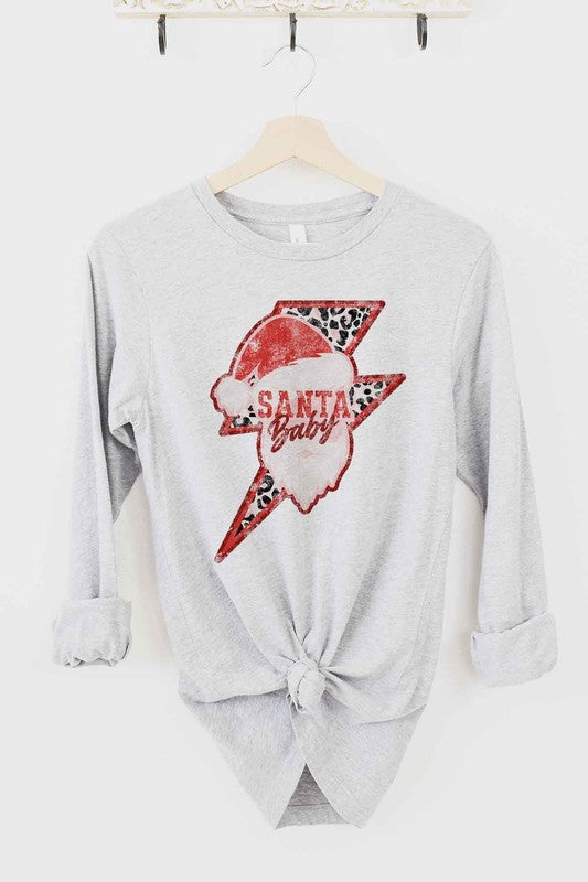 SANTA BABY CHRISTMAS LONG SLEEVE TEE - Fuzzys Fashion USA