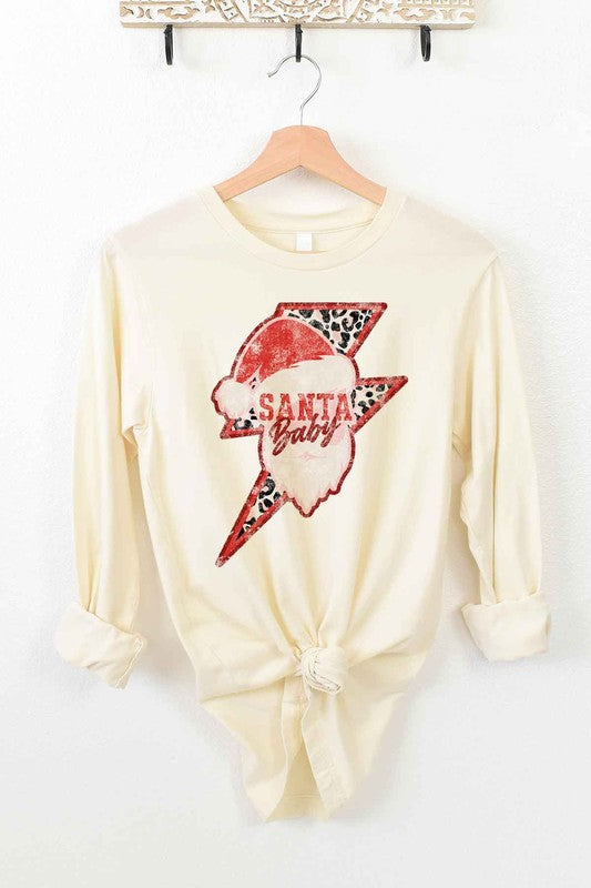 SANTA BABY CHRISTMAS LONG SLEEVE TEE - Fuzzys Fashion USA