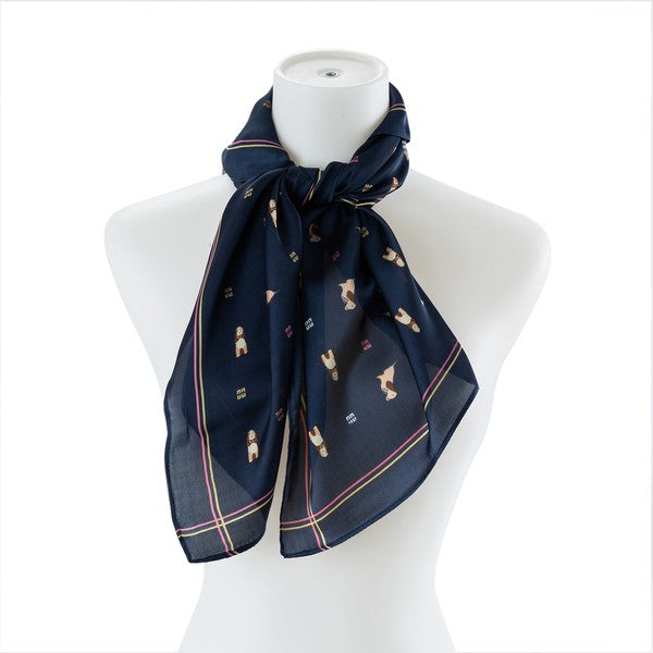 PUPPY PATTERN SILK FASHION SCARF - Fuzzys Fashion USA
