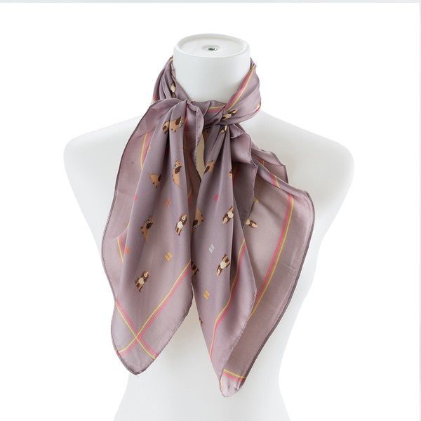 PUPPY PATTERN SILK FASHION SCARF - Fuzzys Fashion USA