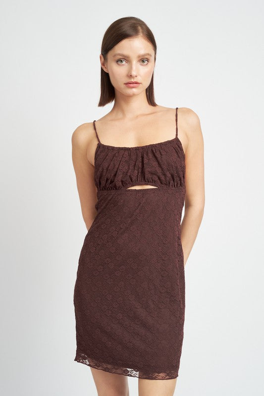 SPAGHETTI STRAP RUCHED BUST MINI DRESS - Fuzzys Fashion USA
