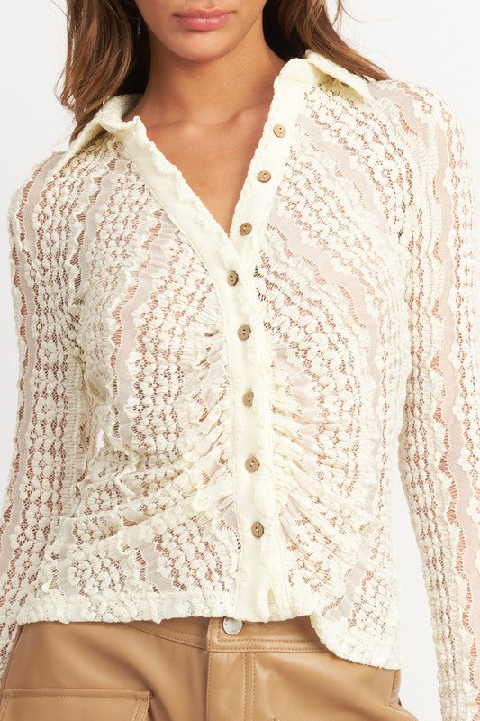 BELL SLEEVE LACE TOP - Fuzzys Fashion USA