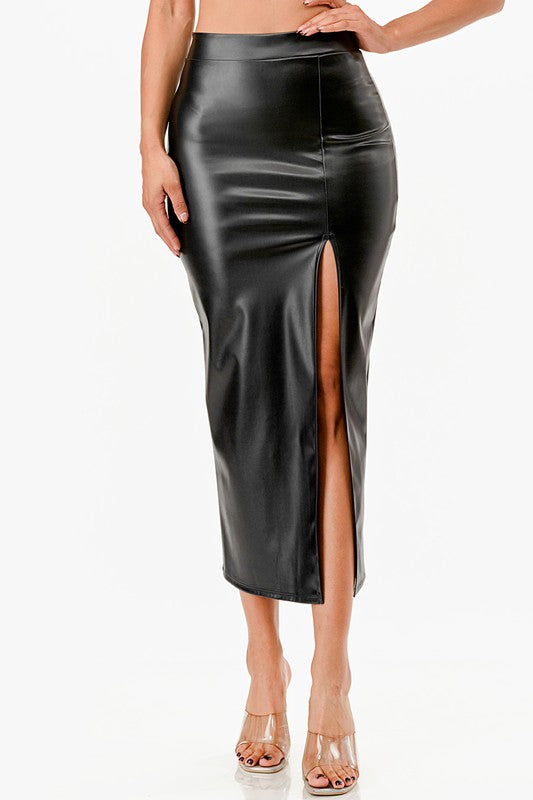 Open slit pencil skirt - Fuzzys Fashion USA