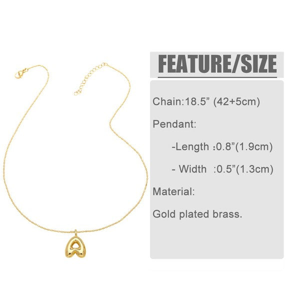 Water Drop Bubble Letter Initial Letter Necklace - Fuzzys Fashion USA