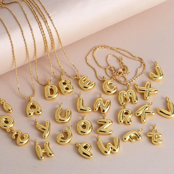 Water Drop Bubble Letter Initial Letter Necklace - Fuzzys Fashion USA