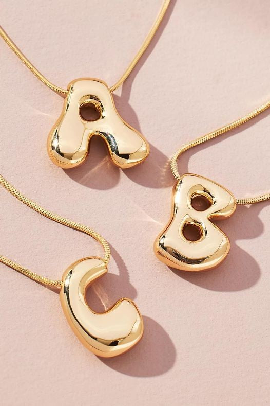Water Drop Bubble Letter Initial Letter Necklace - Fuzzys Fashion USA