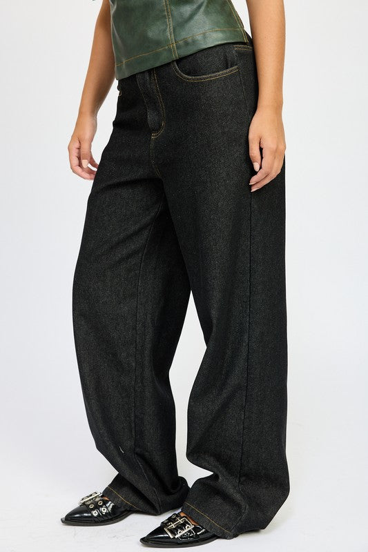 FLEECE LINED DENIM PANTS - Fuzzys Fashion USA