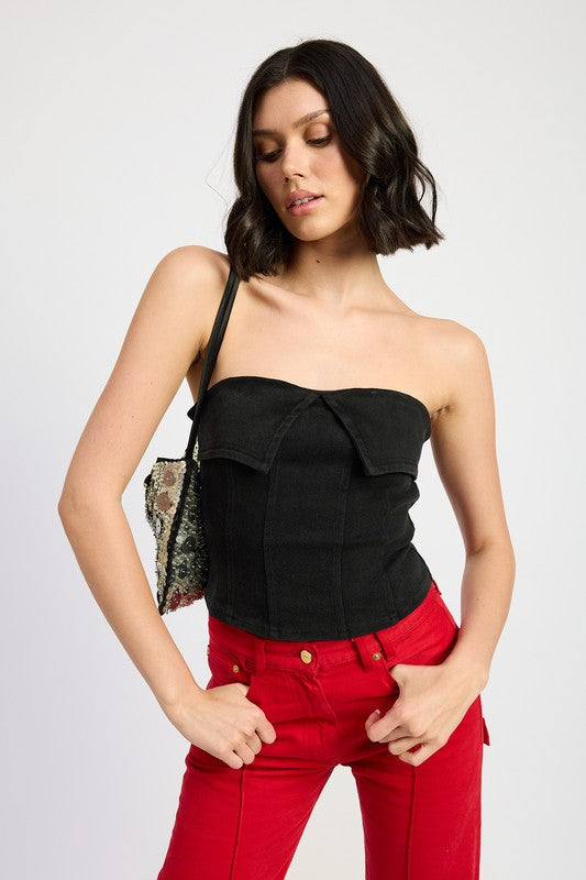 FOLD OVER CORSET TOP - Fuzzys Fashion USA