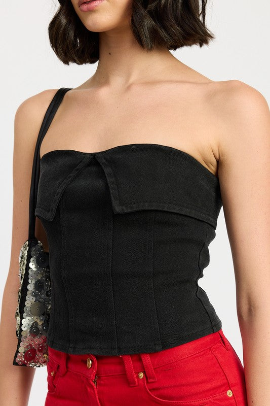 FOLD OVER CORSET TOP - Fuzzys Fashion USA