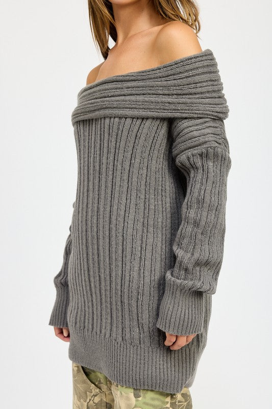 OVERSIZED OFF SHOULDER SWEATER - Fuzzys Fashion USA