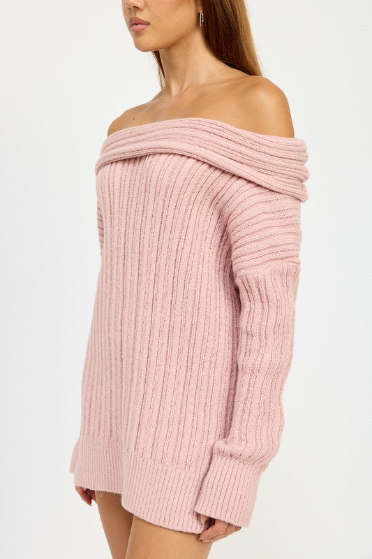 OVERSIZED OFF SHOULDER SWEATER - Fuzzys Fashion USA