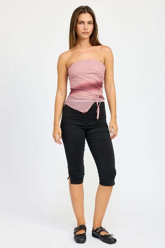 ASYMMETRICAL SHIRRED TUBE TOP - Fuzzys Fashion USA