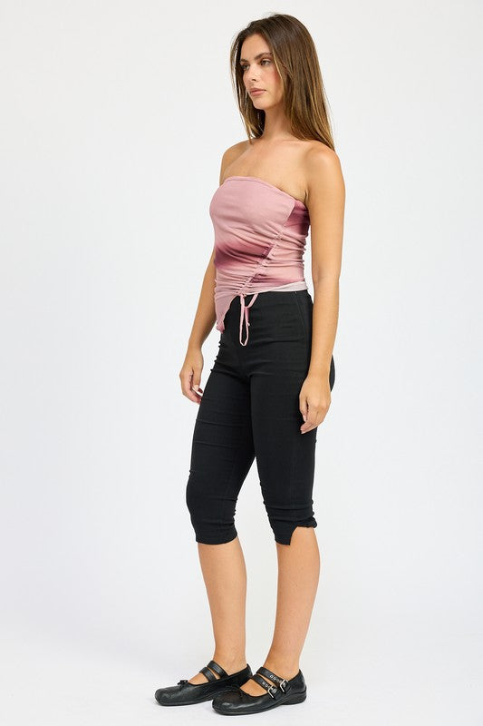 ASYMMETRICAL SHIRRED TUBE TOP - Fuzzys Fashion USA