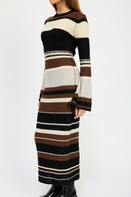 STRIPE MAXI BODYCON DRESS - Fuzzys Fashion USA