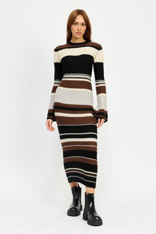 STRIPE MAXI BODYCON DRESS - Fuzzys Fashion USA