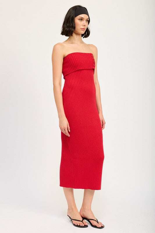 FOLD OVER RIBBED TUBE DRESS - Fuzzys Fashion USA