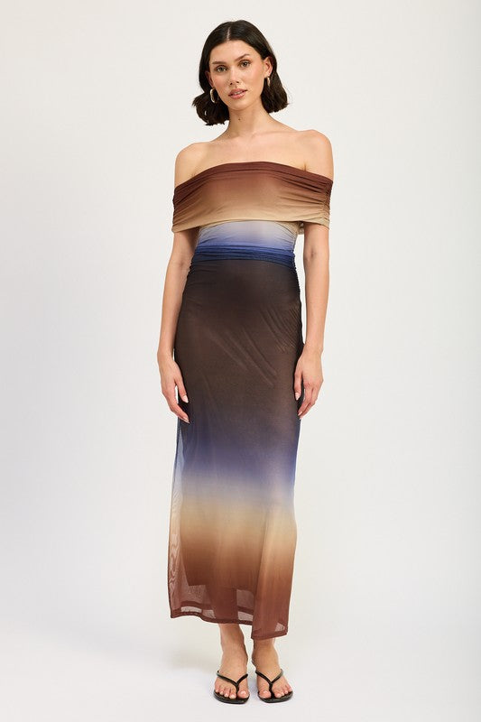 OFF SHOULDER OMBRE MIDI DRESS - Fuzzys Fashion USA