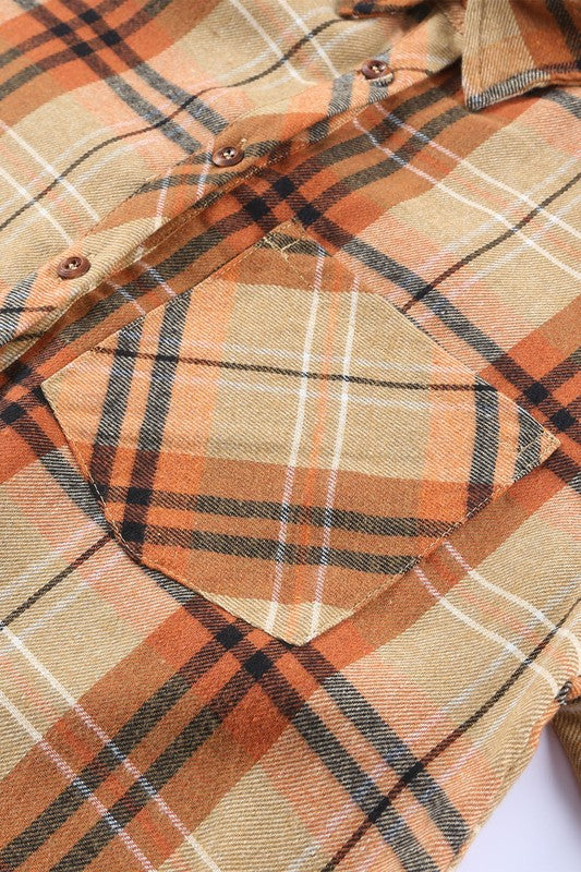 Women Plaid Pocket Buttoned Long Sleeve Shirt - Fuzzys Fashion USA