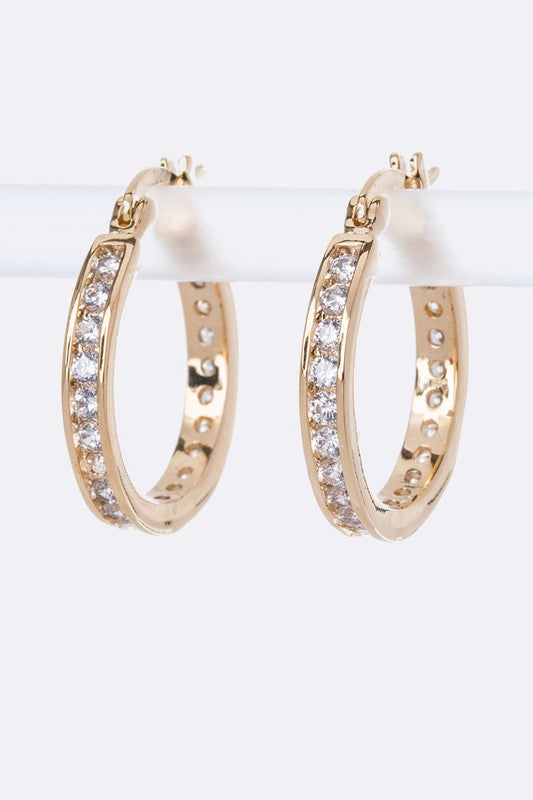 Small CZ Hoop Earrings - Fuzzys Fashion USA