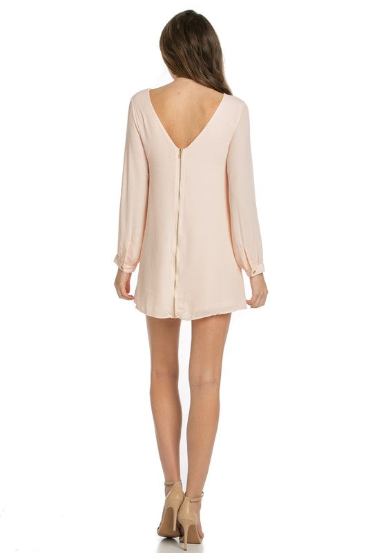 long sleeve shift dress coral - Fuzzys Fashion USA