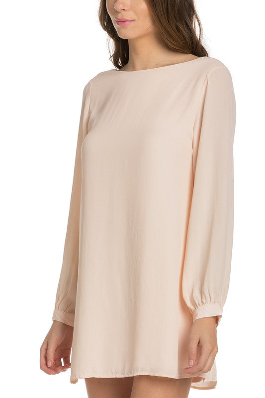 long sleeve shift dress coral - Fuzzys Fashion USA