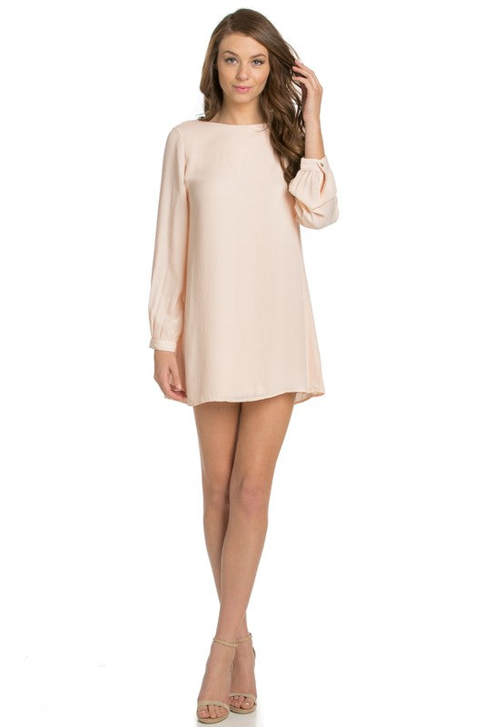 long sleeve shift dress coral - Fuzzys Fashion USA